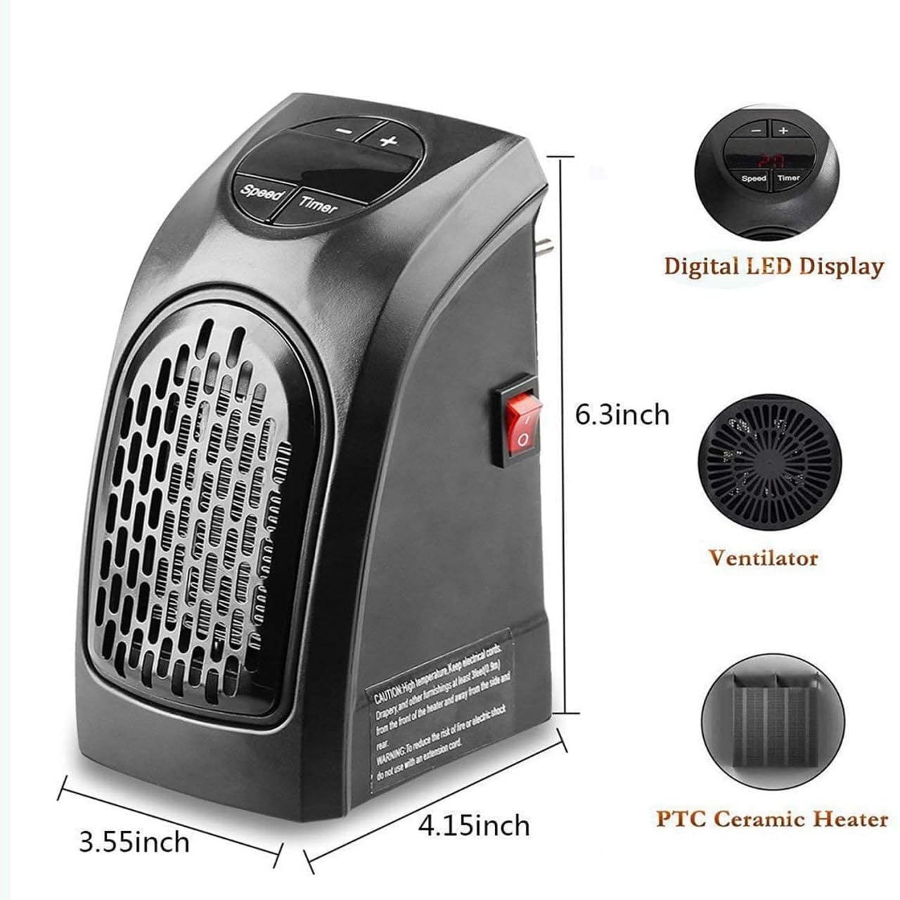 Portable Wall Heater Warmer - 400 Watts